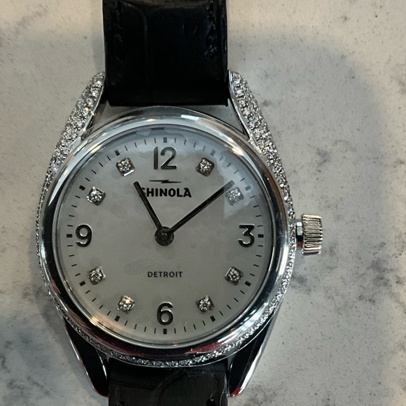 Shinola Silver Dial Watch with Black Strap. Inspired by the bend of a horseshoe - Picture 3 of 5